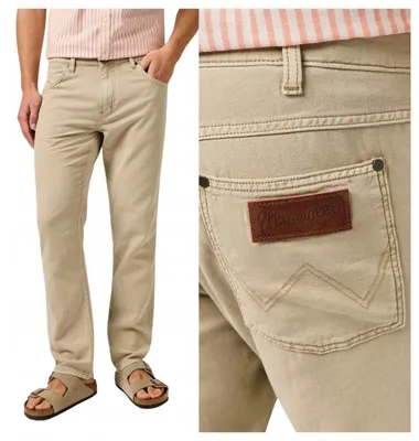 Obrázok produktu pre Wrangler | Pánske nohavice Greensboro Timberwolf, béžová farba, rovný strih, materiál: bavlna, veľkosť: W31 L32