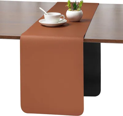 Obrázok produktu pre Oboustranný stolný behúň z umelej kože, vodoodpudivý, čierny, 30 x 180 cm