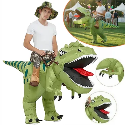 Produktbild von Aufblasbares Dinosaurier Kostüm für Erwachsene, Größe 150-190 cm, für Halloween, Fancy Dress, Rollenspiel, Party, Weihnachten