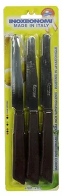 6er-Set Tafelmesser, Edelstahl, 11 cm Klinge, silber/schwarz