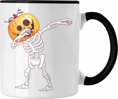 Produktbild von Trendation - Halloween Tasse Kürbis Dekoration Becher Skelet Dab Tanzen (Schwarz)