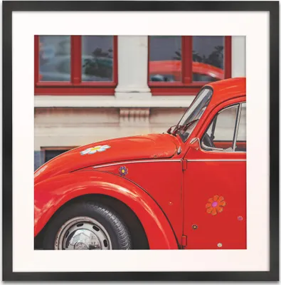 Produktbild von FRAMAI® Bilderrahmen 50x50 cm in Schwarz – mit Passepartout – MDF Holzrahmen, bruchsicheres Plexi, umweltfreundlich, mit Aufhängung & Ständer – Hochformat & Querformat