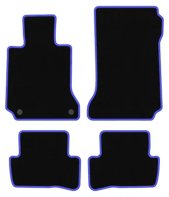 Image de Tapis de sol en moquette noir/bleu pour Mercedes C W204 2007-2014 4 pièces