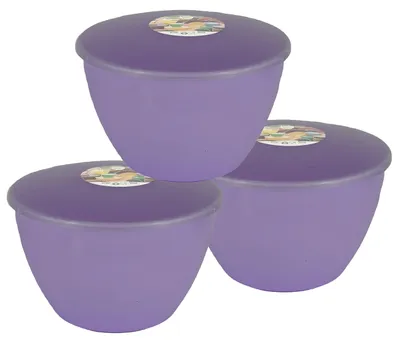 Obrázek produktu pro Sada tří fialových misek na pudink s víkem, objem 1,7 litru
