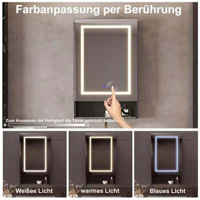 Productafbeelding van LED-verlichting, 50 cm, met anti-condensfunctie en zwart plank