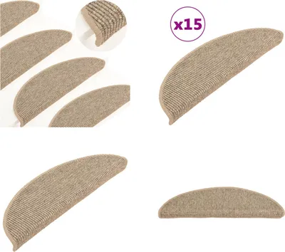 Immagine prodotto di vidaXL Tappetini autoadesivi per scale 15 pezzi 56x17x3 cm Beige scuro - Tappetino per gradini - Tappeto per gradini - Tappeti per gradini