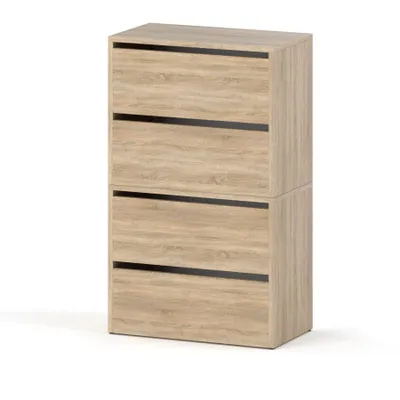 Produktbild von STIV Möbel | Schuhschrank 2-teilig mit Klappen | Eiche Sonoma | 60x36x100 cm | modular erweiterbar | stilvoll & funktional