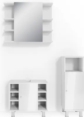 Produktbild von Badmöbel-Set Vicco Fynn Weiß Hochglanz 3 Teile, mit Midischrank, Model 30265