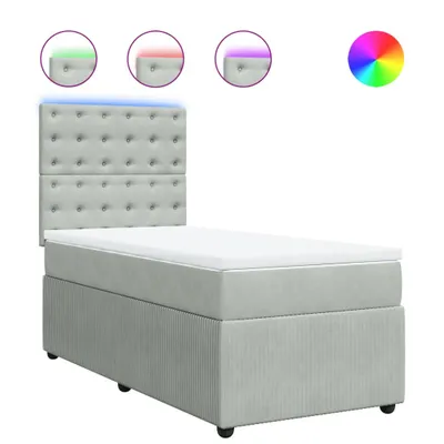 Produktbild von Boxspringbett mit Matratze Hellgrau 100x200 cm Samt