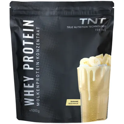 Produktbild von TNT Whey Protein Pulver (1000g) - Banane - Molkenprotein-Konzentrat mit Laktase - Leckerer Eiweißshake
