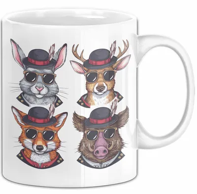 Produktbild von Jäger Tasse Geschenk Hase Wildschwein Fuchs Geschenkdiee Jagd (Weiß)