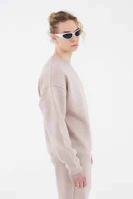 Produktbild von Basic Sweatshirt Oversize Fit Pullover Uni M Beige