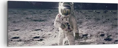 Produktbild von Bild auf Leinwand - Leinwandbild - Einteilig - Mond Erde Astronaut - 140x50cm - Wand Bild - Wanddeko - Wandbilder - Leinwanddruck - Bilder - Wanddekoration - Leinwand bilder - Wandbild - AB140x50-4882