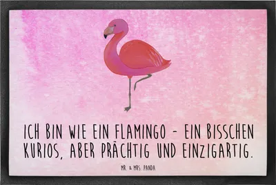 Produktbild von Mr. & Mrs. Panda Schmutzfangmatte Flamingo Classic 60 x 90 cm - Aquarell Pink - Geschenk, glücklich, Rosa, Schuhabstreifer, Schmutzmatte, fußmatte, Fussmatte, Prächtig