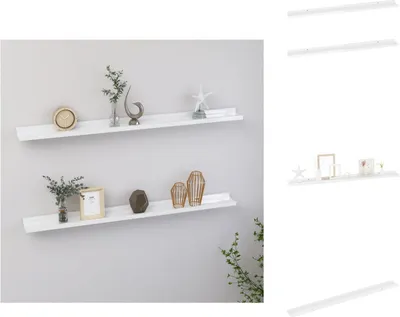 Produktbild von vidaXL Wandregale 2 Stk. Hochglanz-Weiß 100x9x3 cm -  Wandregale