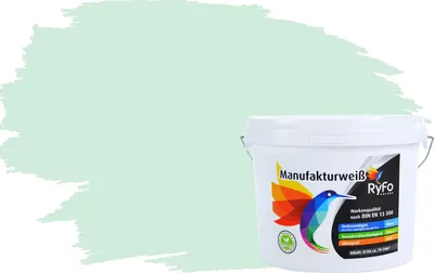 Produktbild von RyFo Colors Bunte Wandfarbe Manufakturweiß Aloegrün 3l  - weitere Grün Farbtöne und Größen erhältlich, Deckkraft Klasse 1, Nassabrieb Klasse 1