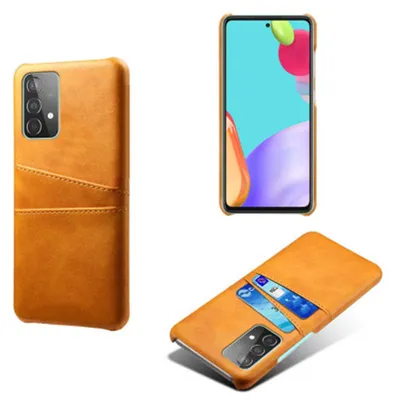 Productafbeelding van MobyDefend Hoesje - Geschikt voor Samsung Galaxy A52 / A52s - Lederen Backcover Met Vakjes Pasjes - Cognacbruin