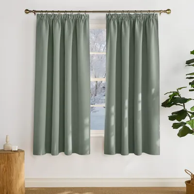 Zdjęcie produktu dla Zasłony zaciemniające, kolor oliwkowy, wymiary 175 cm (wysokość) x 140 cm (szerokość), zestaw 2 sztuk