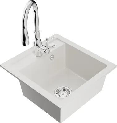 Produktbild von Mexen Vito 1-Becken-Granit-Spüle mit Mischbatterie Savita, Weiß - 6503-20-672601-00