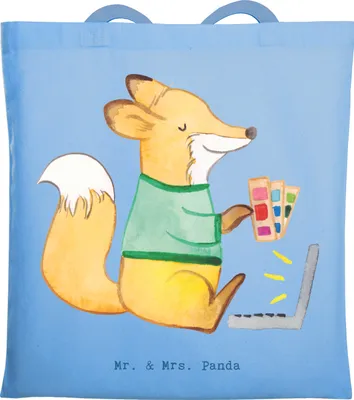 Produktbild von Mr. & Mrs. Panda Tote Bag Modejournalist Herz - Sky Blue - Geschenk, Studium, Ausbildung, canvas tasche, Journalist, Jutebeutel, Mikrofon, Schultasche, Laptoptasche
