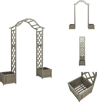 Zdjęcie produktu dla vidaXL Pergola ogrodowa ze skrzynką na kwiaty z szarego litego drewna jodłowego - Łuki różane, kraty i pergole