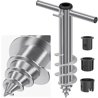Immagine prodotto di Supporto a terra per ombrellone, tassello di fissaggio, ancora da terra, maniglia in metallo per aste da 3-5 cm