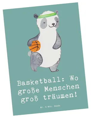 Produktbild von Mr. & Mrs. Panda Postkarte Basketball Träume - Meeresbrise - Geschenk, Teamgeist, Sportler, Grußkarte, Fotokarte, Teamsport, Teamarbeit, Sportarten, Sport, bildkarte