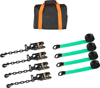 Produktbild von SucceBuy Radspanngurt Befestigungsgurt (50,8 x 3048 mm) mit robusten Haken, 4540 kg Bruchlast und 1512 kg Tragkraft, Motorrad-Spannsystem zur Reifensicherung für SUVs und Anhänger