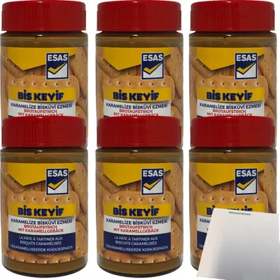 Produktbild von ESAS Brotaufstrich mit Karamellgebäck 6er Pack (6x350g Glas) + usy Block