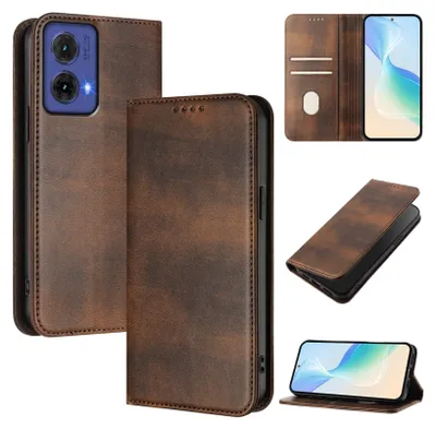Obrázek produktu pro Pouzdro pro Motorola Moto G85, vintage kožené pouzdro s RFID ochranou, přihrádkami na karty, stojánkem Hnědý