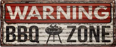 Produktbild von Moritz Blechschild 59 x 24 cm BBQ Zone Warning Barbecue Grill Smoker Deko Metallschild Retro Vintage Retro Sprüche lustig