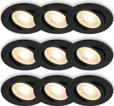 Produktbild von Briloner PIWO 3x3er Set LED Einbauleuchten, Schwenkbar, Schwarz, Ø8 x 2,2 cm