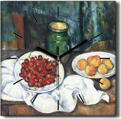 Produktbild von Coloray Hodiny Unikátní 30x30 cm  Tiché hodiny Pro obývací pokoj a kuchyň Nástěnné hodiny Plátno Černé ručičky hodin - Malování stále života