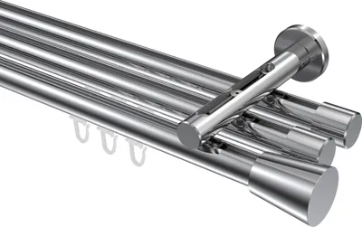 Produktbild von Interdeco Innenlaufstange / Gardinenstange mit Innenlauf Chrom, Typ Siteno Sitra (Konus), 20 mm Ø 3-läufig, 240 cm