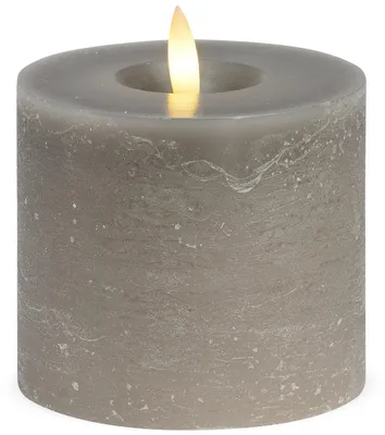 Produktbild von LED Stumpen-Kerzen 2er Set Echtwachs-Kerzen flackernd 10x9 cm taupe