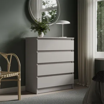 Produktbild von Kommode 76cm breit mit 4 Schubladen Kaschmir schmal Holz Schrank Kommode mit Schubladen Sideboard Highboard Anrichte Schlafzimmer Wohnzimmer Flur Büro Organizer Breite 76 cm Höhe 87 cm