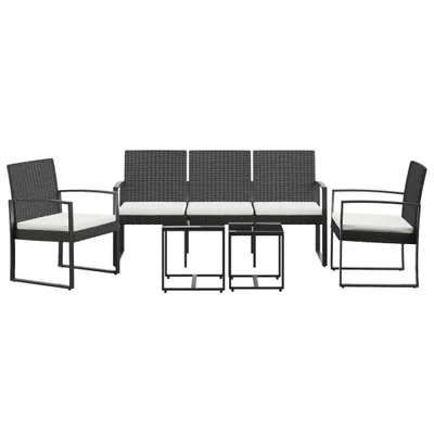 Produktbild von "Winterschlussverkauf " 5-tlg. Garten-Essgruppe - CLORIS - Balkonmöbel/Tisch & stühle - mit Kissen Schwarz PP-Rattan NeuMöbel 9408622
