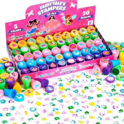 Produktbild von JOYIN 50 Stück Märchen Stempel für Kinder, Selbstfärbende Stempelset mit 50 Designs, Mitgebsel Kindergeburtstag für Weihnachten,Kleine Geschenke für Kinder(Meerjungfrau-, Prinzessin- Stempel)