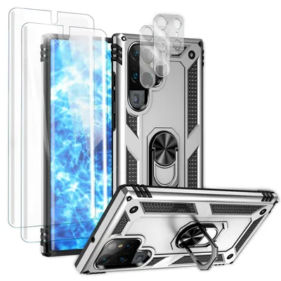 Immagine prodotto di Robusta custodia ad anello per Samsung Galaxy S23 Ultra, protezione display / fotocamera argento