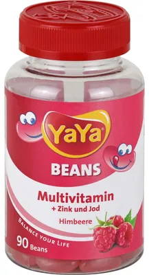 Produktbild von YaYa Beans Multivitamin + Zink und Jod Himbeere, 90 St. Dragees