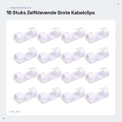 Produktbild von Famanu Kabelclips 16 Stück - Starke Selbstklebende Clips - Hochwertiger Kunststoff