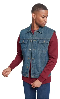 Productafbeelding van Urban Classics denim vest, maat: S; kleur: denimblauw