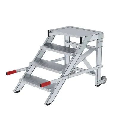 Produktbild von MUNK Arbeitspodest fahrbar Aluminium geriffelt 600mm Stufenbreite 4 Stufen