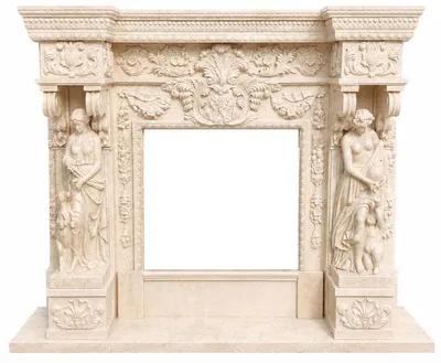 Obrázok produktu pre Casa Padrino, luxusný barokový obklad pre krb z mramoru, svetlo béžovej farby, 190 x 160 cm - Nádherný nábytok v barokovom štýle - Interiér pre hotely a obývačky