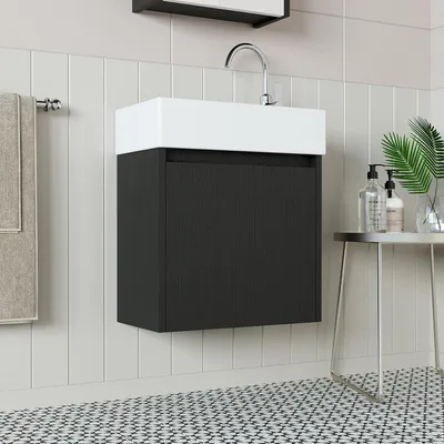 Image de Ensemble de meubles de salle de bains Roomart MINI-50, 2 pièces, 49 cm de large, chêne noir