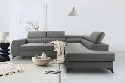 Produktbild von BREGO Graphit L-Form Ecksofa 270x202 cm Rechte Seite – Schlafsofa mit Bettkasten, Verstellbaren Kopfstützen, Zetta Stoff, Modernes Design, Freistehend, Komfortable Polsterecke