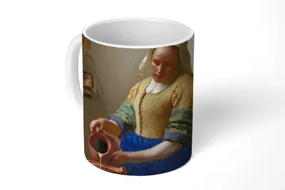 Produktbild von KitchenYeah® Tasse Kaffeetasse Kaffeebecher 350 ml Das Milchmädchen - Gemälde von Johannes Vermeer Teetasse - Fototasse - Becher - Keramikbecher - Teebecher - Kaffeetasse - Bürotasse