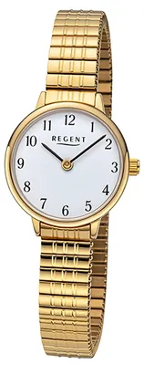 Produktbild von Regent Metallarmband Damen Uhr Armbanduhr Analog Edelstahl gold D3URF1511