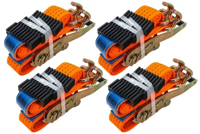Produktbild von Satz Aus Vier 3-Punkt-Transportgurten Mit Spannvorrichtung Für Unitrailer-Anhänger 3 M/50 Mm/4 T, Orange