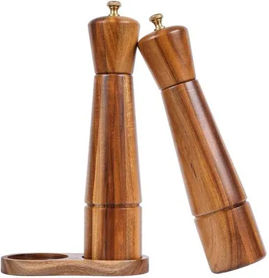 Produktbild von Famanu Salz- und Pfeffermühlen-Set - Massives Holz - 27 cm